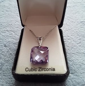 NIB Purple cubic Zirconia necklace in box